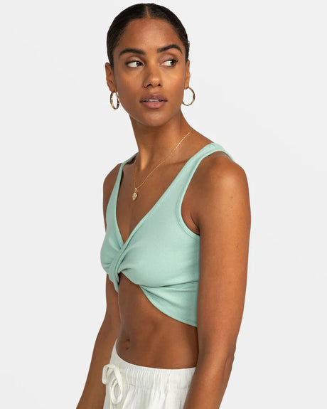 Roxy Riviera Cropped Tank Top - Blue Surf