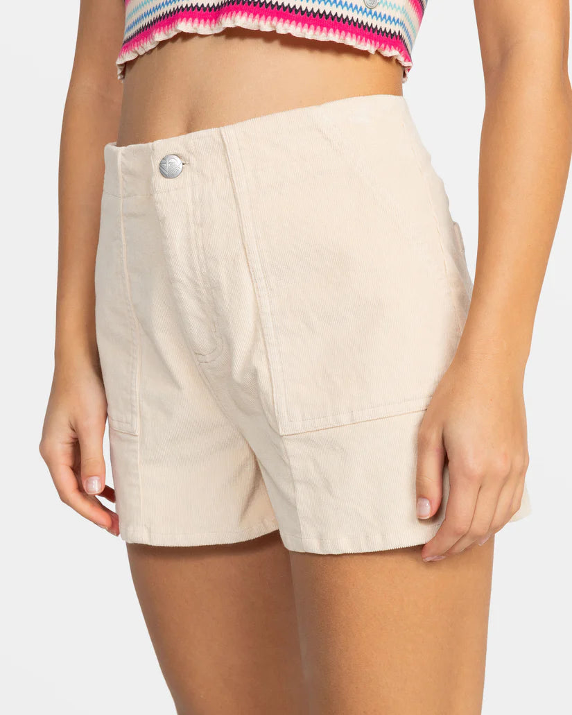 Roxy Sessions High Waist Corduroy Shorts - Brazilian Sand