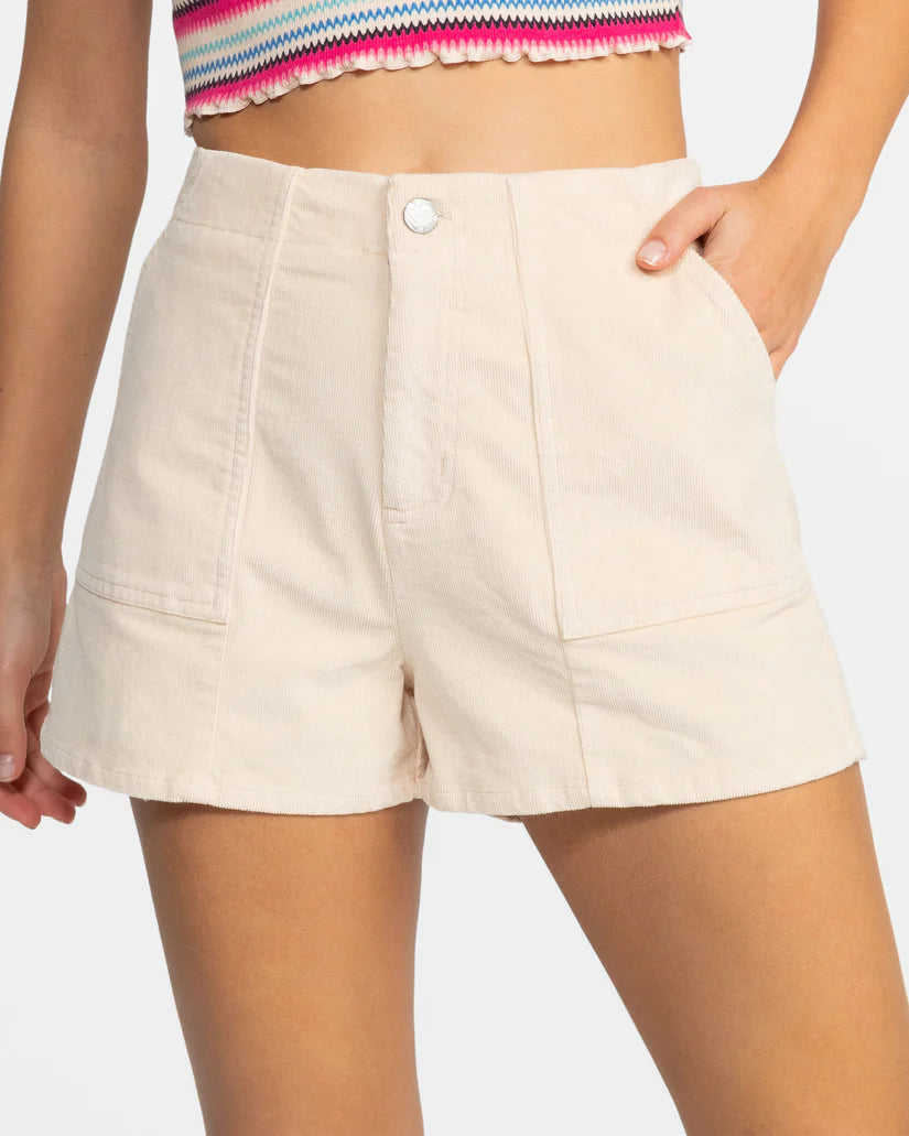 Roxy Sessions High Waist Corduroy Shorts - Brazilian Sand