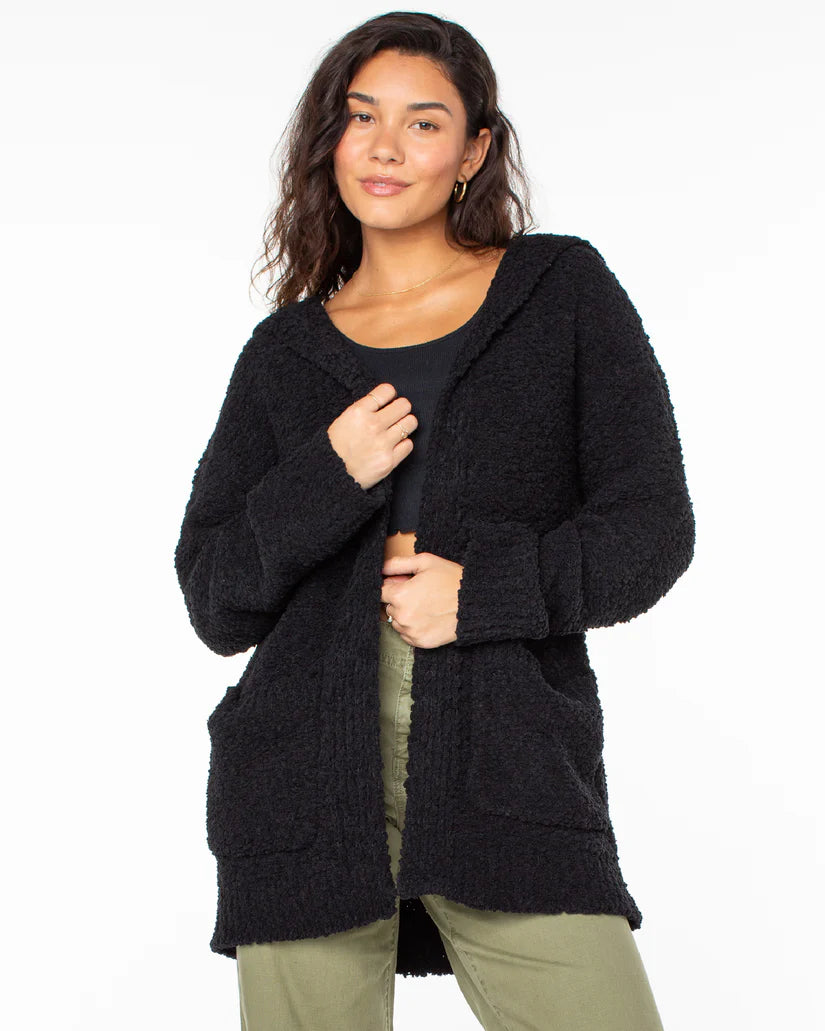 Roxy Weekend Retreat Open Front Hooded Cardigan - Phantom