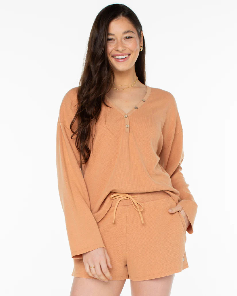 Roxy Weekend Story Henley Top - Camel