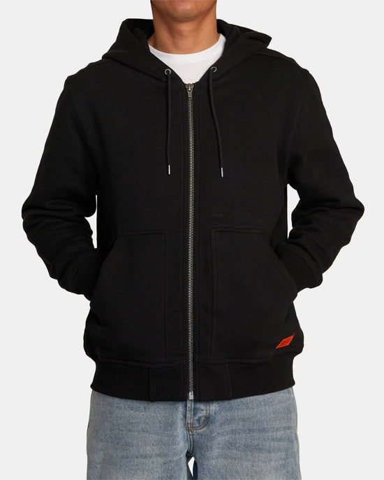 RVCA Chainmail Zip-Up Hooded Sweatshirt - Black