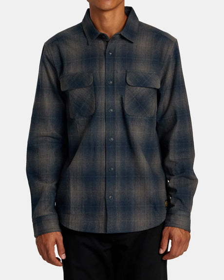 RVCA Dayshift Flannel Long Sleeve Top - Smoke