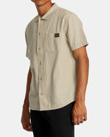 RVCA Dayshift Stripe II Short Sleeve Shirt - Latte