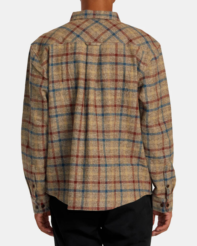 RVCA Hughes Flannel Long Sleeve Shirt - Bombay Brown