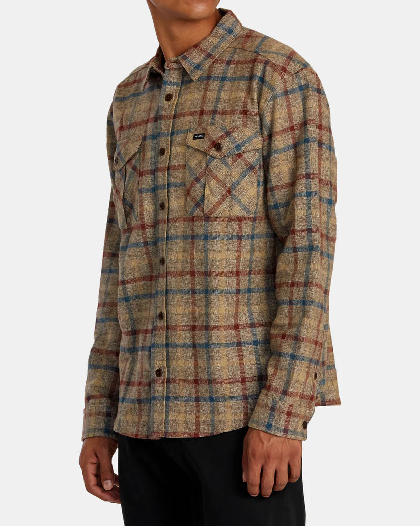 RVCA Hughes Flannel Long Sleeve Shirt - Bombay Brown