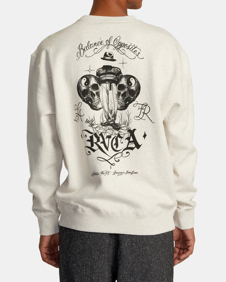 RVCA Invisible Man Crewneck Sweatshirt - Oatmeal Heather 