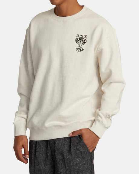 RVCA Invisible Man Crewneck Sweatshirt - Oatmeal Heather 