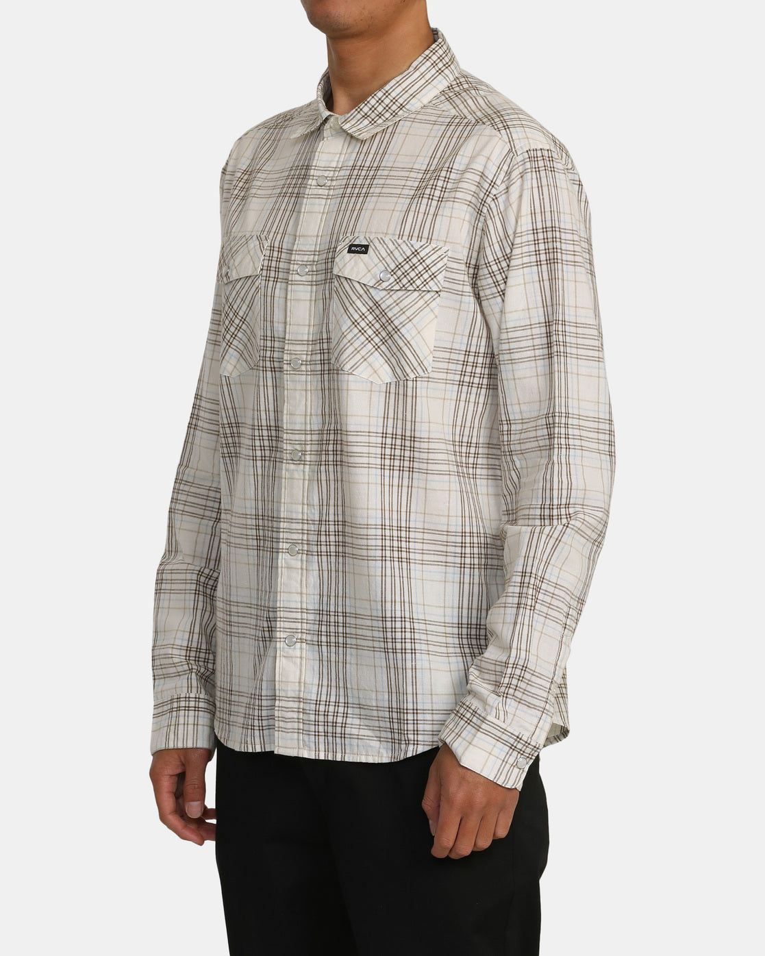 RVCA Neps Plaid Long Sleeve Shirt - Natural