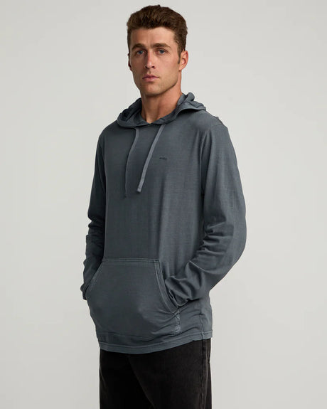 RVCA PTC Pigment Hooded Long Sleeve Tee - Garage Blue