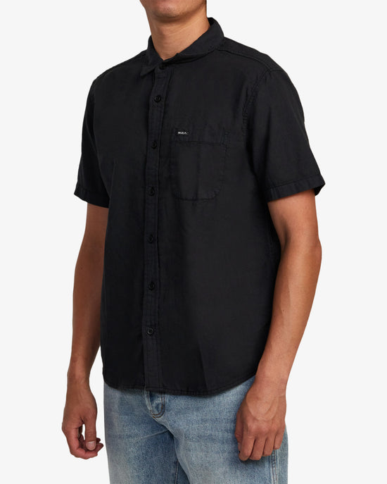 Load image into Gallery viewer, RVCA PTC Woven Short Sleeve Shirt -Black
