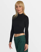 RVCA Saved Long Sleeve Crop Top - Black