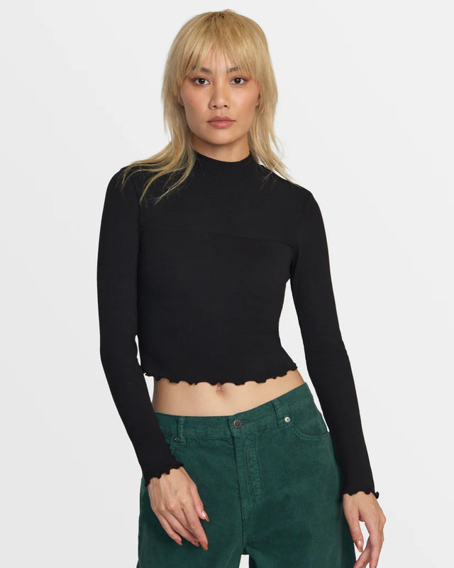 RVCA Saved Long Sleeve Crop Top - Black