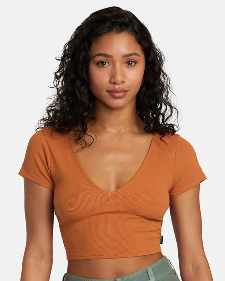 RVCA Smitten Top V-Neck - Terracotta