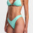 RVCA Solid Shimmer V-Front French Bikini Bottoms - Ice Green