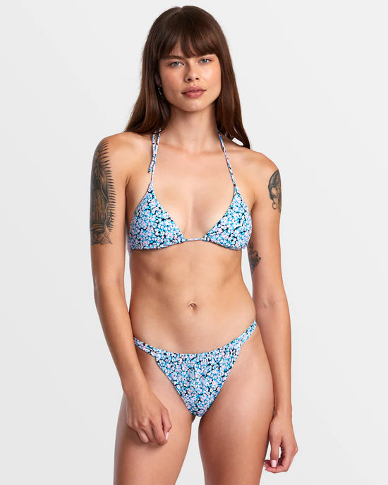 RVCA Sprinkles Halter Triangle Bikini Top - Black Floral