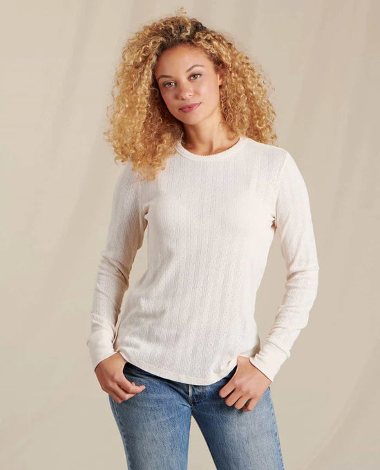 Toad & Co Foothill Pointelle Long Sleeve Crew - Salt