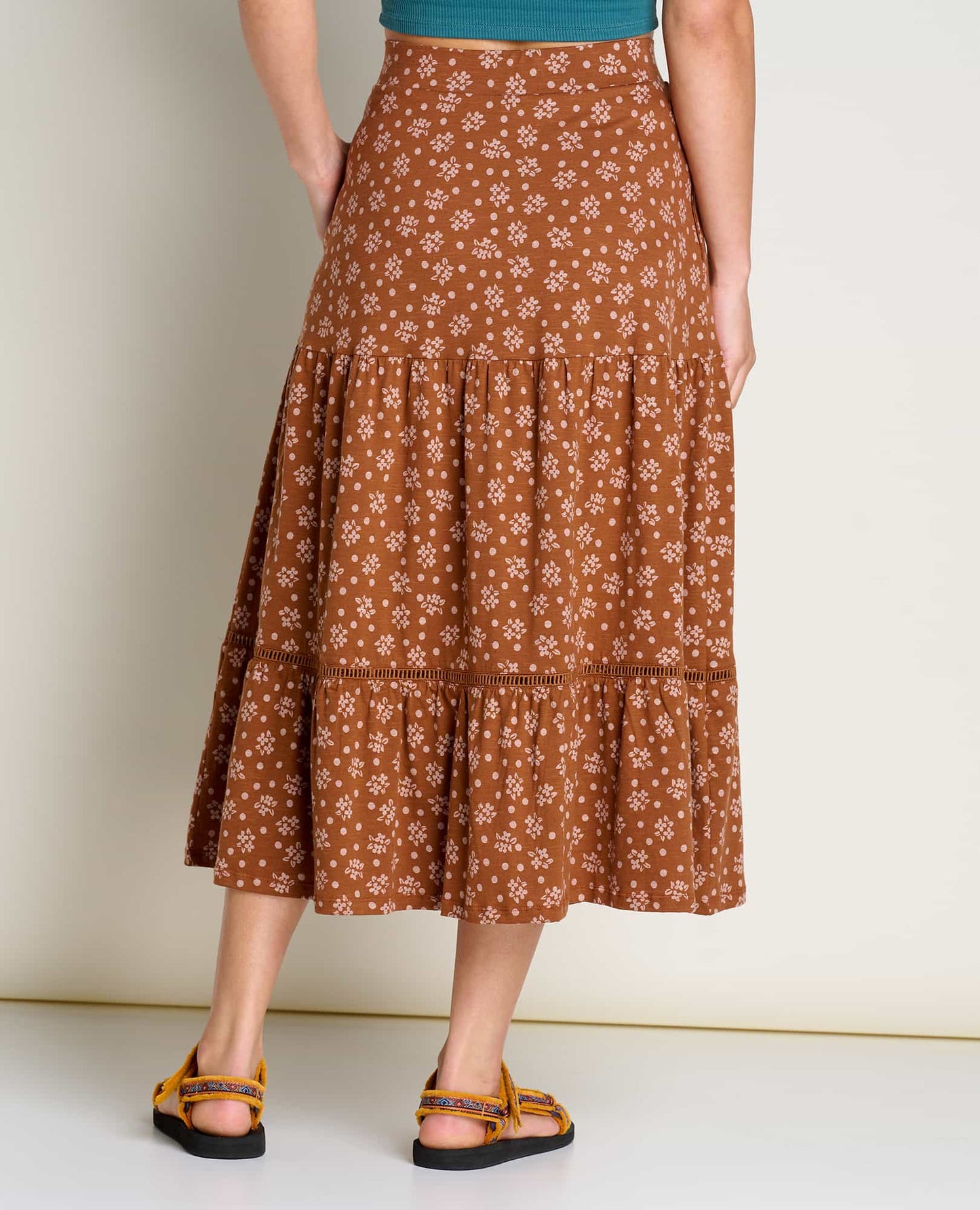 Toad & Co. Marigold Tiered Midi Skirt - Fawn Polka Dot Print