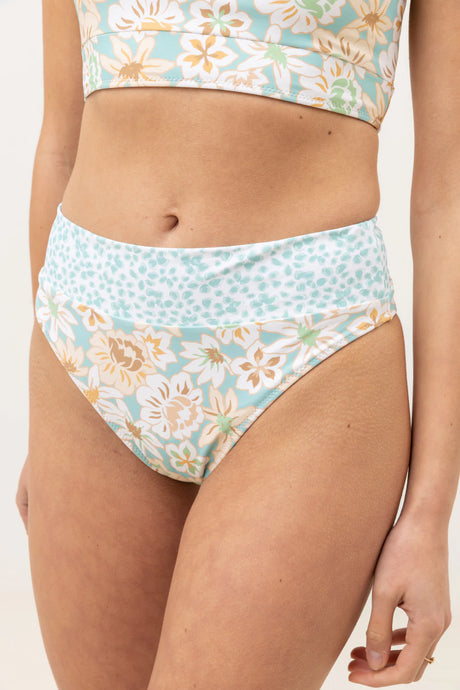 Rhythm Paloma Floral Hi Hip Banded Pant - Aqua Haze