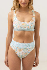 Rhythm Paloma Floral Hi Hip Banded Pant - Aqua Haze