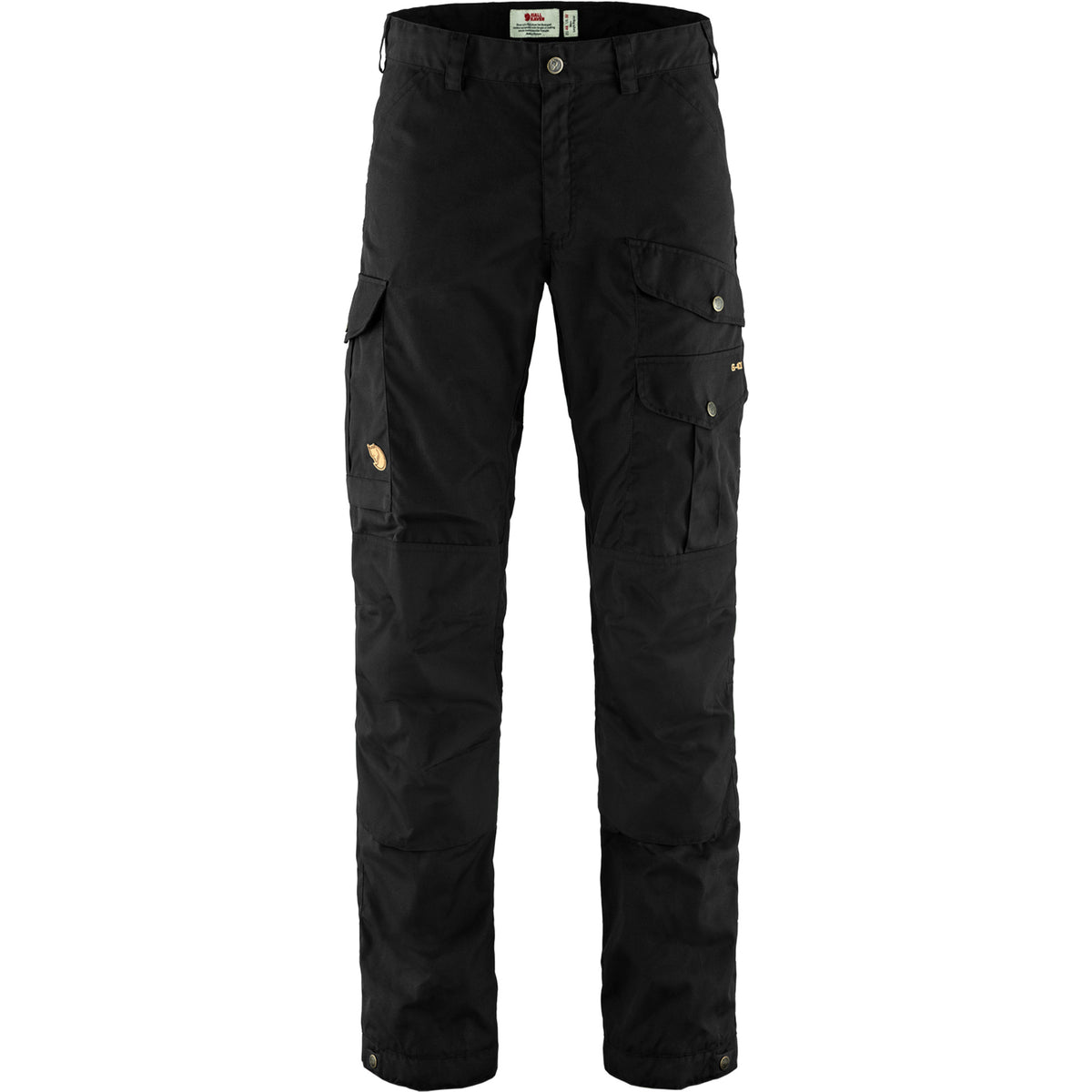 Fjallraven Vidda Pro black cargo trousers with multiple snap-button pockets