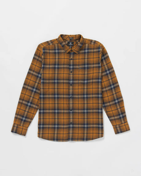 Volcom Caden Plaid Long Sleeve Shirt - Chestnut Brown