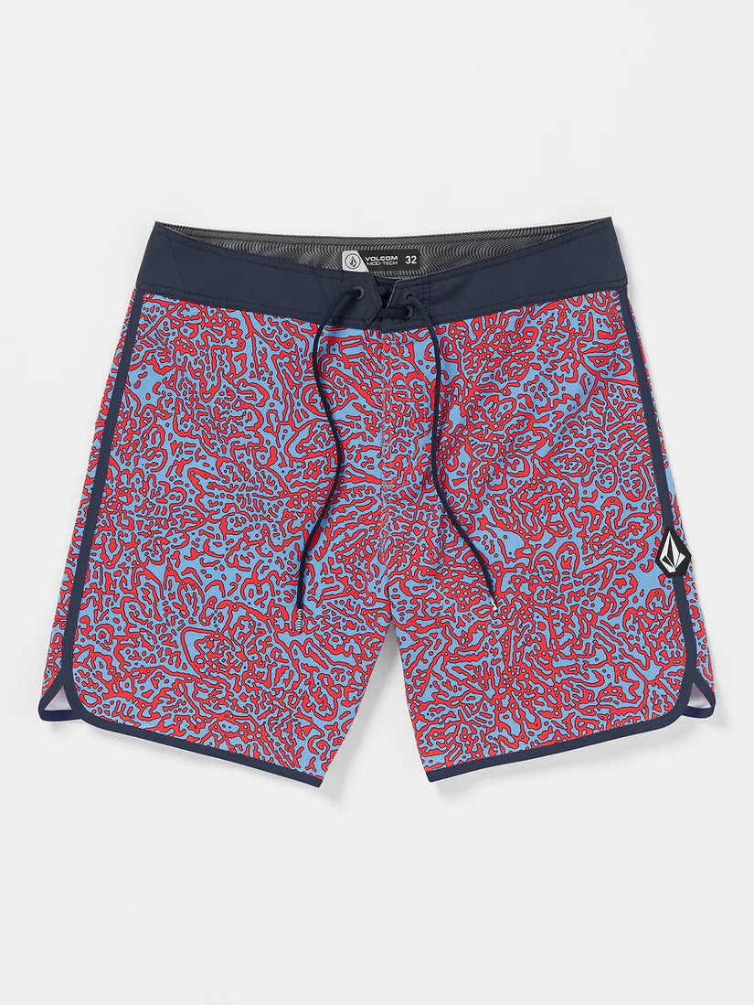 Volcom Lido Print Scallop Mod 19" Trunks - Flash Red