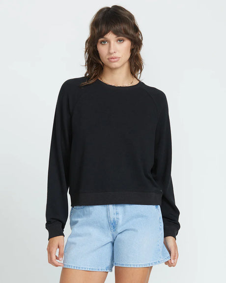 Volcom Lived In Lounge Frenchie Raglan  - Black