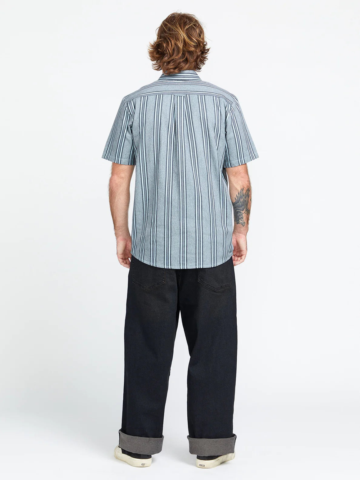 Volcom Newbar Stripe Short Sleeve Shirt - Celestial Blue