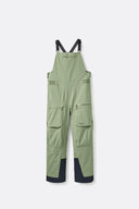 Rab women's bib overall pants with adjustable straps, cargo pockets, and reinforced cuffs.