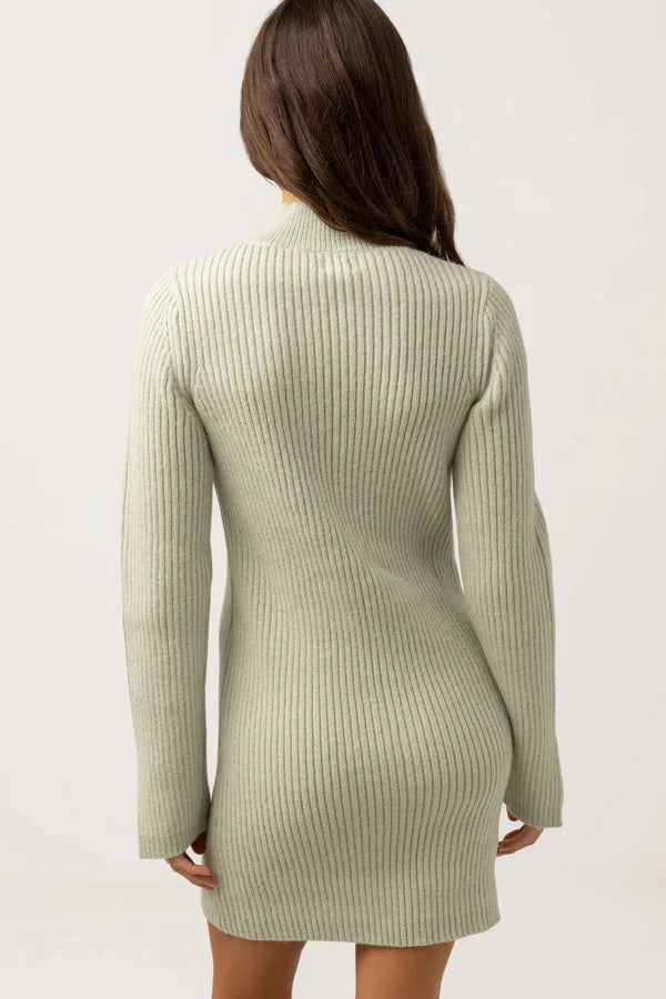 Load image into Gallery viewer, Rhythm Long Sleeve Knit Mini Dress - Sage
